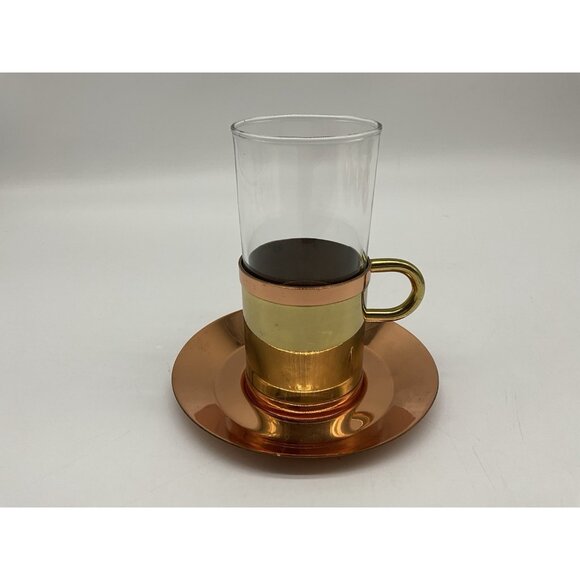 Beucler Copper Irish Coffee Cups with Underplates Set of 4 Vintage Drinkware - Picture 10 of 16